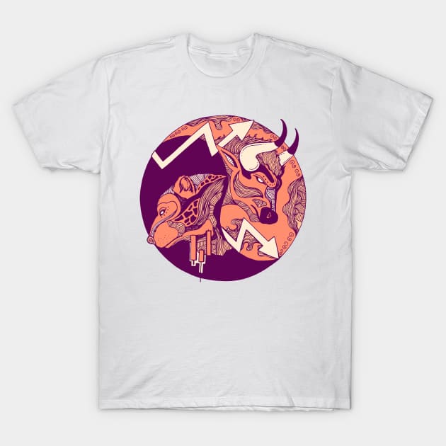 Peach Bull and Bear T-Shirt by kenallouis